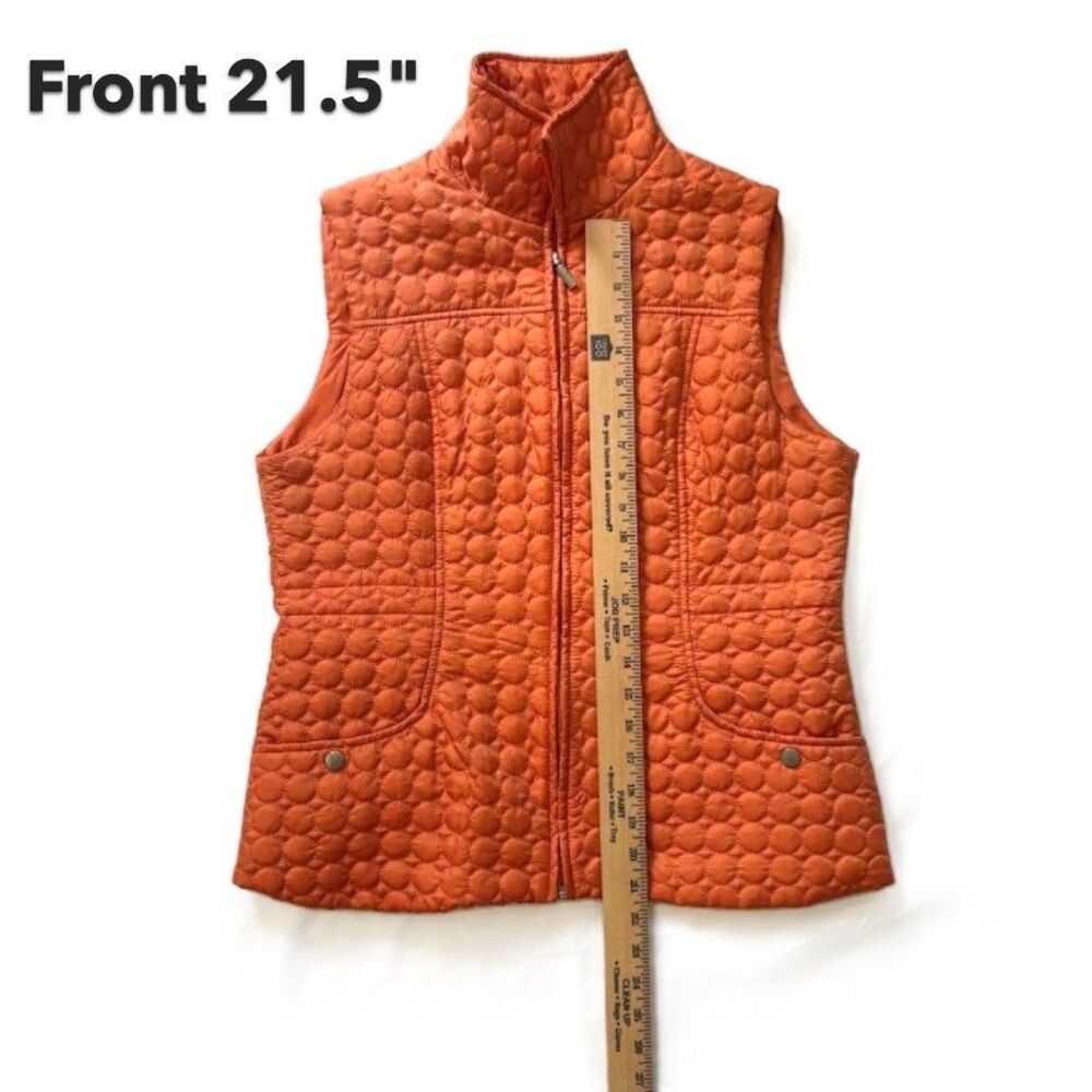 New Directions Women’s Orange Quilted Vest Size M Full Zip Snap Pockets Fall - Picture 4 of 10